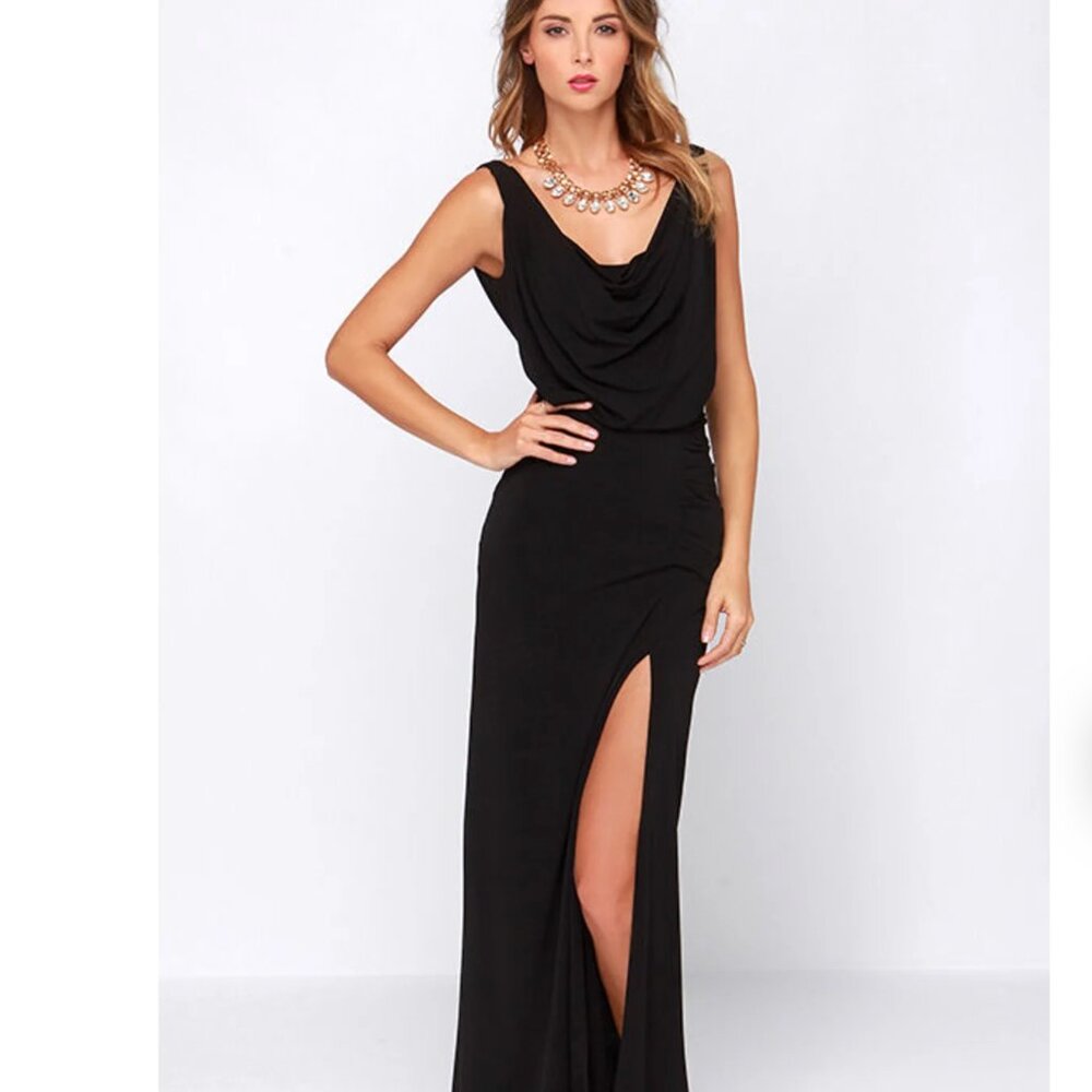 Lulus Shooting Starlet Black Maxi Dress (Small)